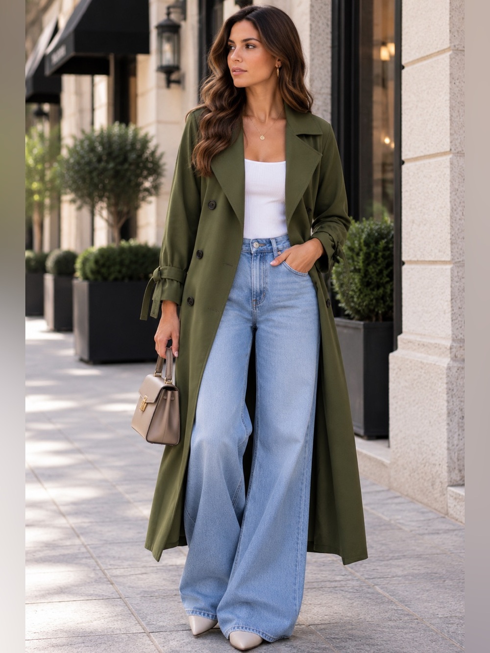 🇫🇷 MADE IN FRANCE – OLIVE LONG TRENCH COAT